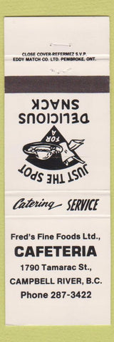 Matchbook Cover - Fred's Cafeteria Campbell River BC
