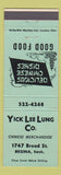 Matchbook Cover - Yick Lee Lung CHinese Regina SK
