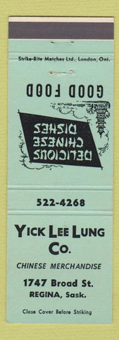 Matchbook Cover - Yick Lee Lung CHinese Regina SK