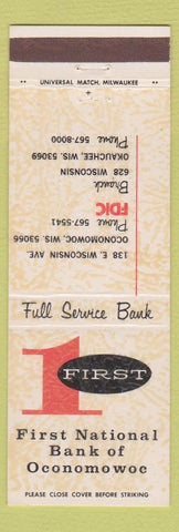 Matchbook Cover - 1st National Bank Oconomowoc Okauchee WI