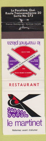 Matchbook Cover - Le Martinet La Pocatiere QC