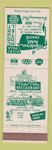 Matchbook Cover - Cick Villa Hotel Court Elizabeth N