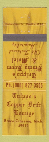 Matchbook Cover - Tulppo's Copper Drift Lounge Bruce Crossing MI