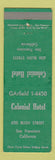 Matchbook Cover - Colonial Hotel San Francisco CA
