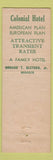 Matchbook Cover - Colonial Hotel San Francisco CA