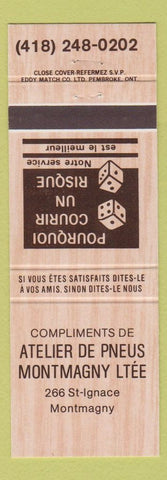 Matchbook Cover - Atelier De Pneus Montmagny QC