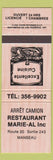 Matchbook Cover - Arret Camion Restaurant Marie Al Inc Manseau QC