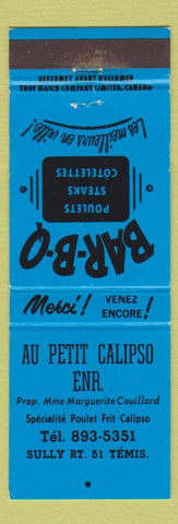 Matchbook Cover - Au Petit Calipso BBQ Temis QC