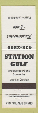 Matchbook Cover - Restaurant Toto Station Gulf Grand Remous QC
