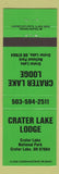 Matchbook Cover - Crater Lake Lodge Crater Lake OR