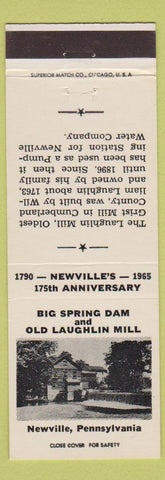 Matchbook Cover - Big Spring Dam Old Laughlin Mill Newville PA 175th