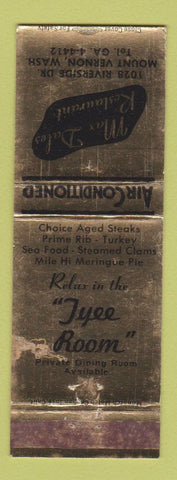 Matchbook Cover - Max Dales Restaurant Mount Vernon WA WORN