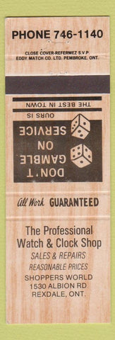 Matchbook Cover - Professional Watch and Clock Shop Rexdale ON