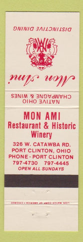 Matchbook Cover - Mon Ami Restaurant Winery Port Clinton OH