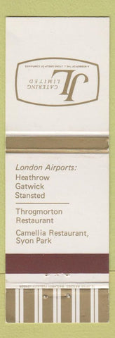 Matchbook Cover - JL Catering London UK Airports Heathrow Gatwick