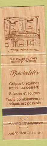 Matchbook Cover - Casse Crepe Breton Quebec QC WEAR