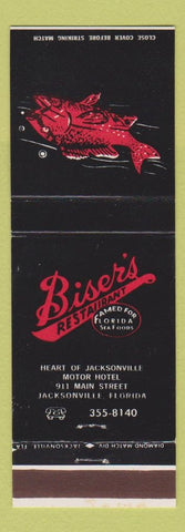 Matchbook Cover - Biser's Restaurant Jacksonville FL