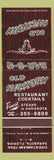 Matchbook Cover - Old Hickory Restaurant Sarasota FL