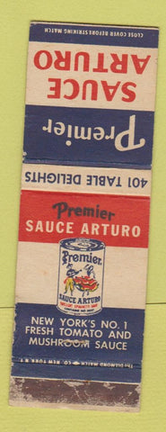 Matchbook Cover - Premier Sauce Arturo Tomato Mushroom WORN
