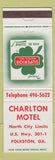 Matchbook Cover - Charlton Motel Folkston GA