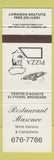 Matchbook Cover - Restaurant Mascaro Italian Brossard QC
