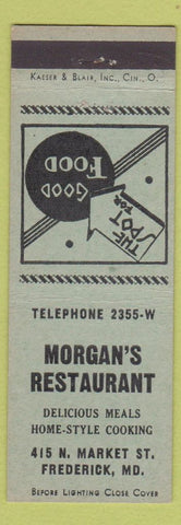 Matchbook Cover - Morgan's Restaurant Frederick MD