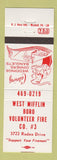 Matchbook Cover - West Mifflin Boro Volunteer Fire Department PA