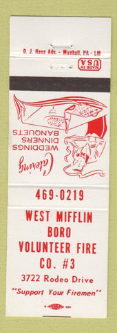 Matchbook Cover - West Mifflin Boro Volunteer Fire Department PA