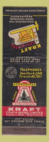 Matchbook Cover - Kraft Containers Hamilton ON paper boxes WORN