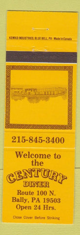 Matchbook Cover - Century Diner Bally PA