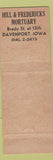 Matchbook Cover - Hill and Fredericks Mortuary Davenport IA