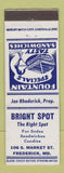 Matchbook Cover - Bright Spot Restaurant Frederick MD