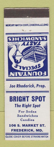 Matchbook Cover - Bright Spot Restaurant Frederick MD
