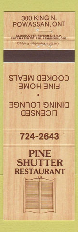 Matchbook Cover - Pine Shutter Restaurant Powassan ON