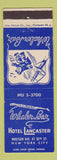 Matchbook Cover - Whaler Bar Hotel Lancaster New York City