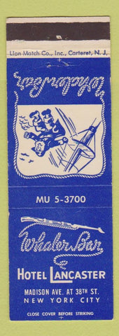Matchbook Cover - Whaler Bar Hotel Lancaster New York City