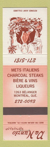 Matchbook Cover - Da Nunzio Restaurant Montreal QC