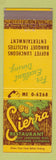 Matchbook Cover - Sierra Restaurant Bellflower CA