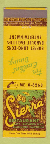 Matchbook Cover - Sierra Restaurant Bellflower CA