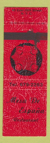 Matchbook Cover - Mesa De Espana Restaurant New York City