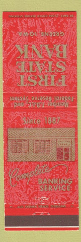 Matchbook Cover - First State Bank Greene IA