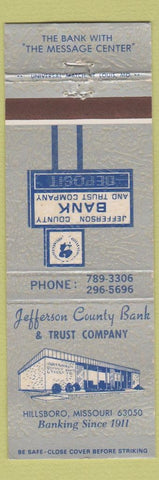 Matchbook Cover - Jefferson County Bank Trust Hillsboro MO