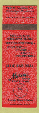 Matchbook Cover - Maxim's Restaurant Pancake House Milwaukee WI