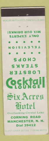 Matchbook Cover - Six Acres Htel Manchester NH