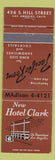 Matchbook Cover - New Hotel Clark Los Angeles CA