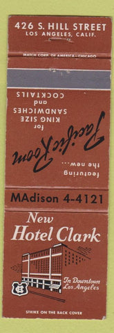 Matchbook Cover - New Hotel Clark Los Angeles CA
