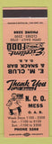 Matchbook Cover - NCO Mess OAB Oakland CA light orange