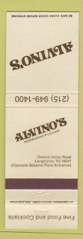 Matchbook Cover - Alvino's Restaurant Lounge Langhorne PA