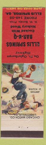 Matchbook Cover - Ellis Springs BBQ GA