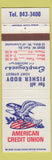 Matchbook Cover - American Credit Union Detroit MI